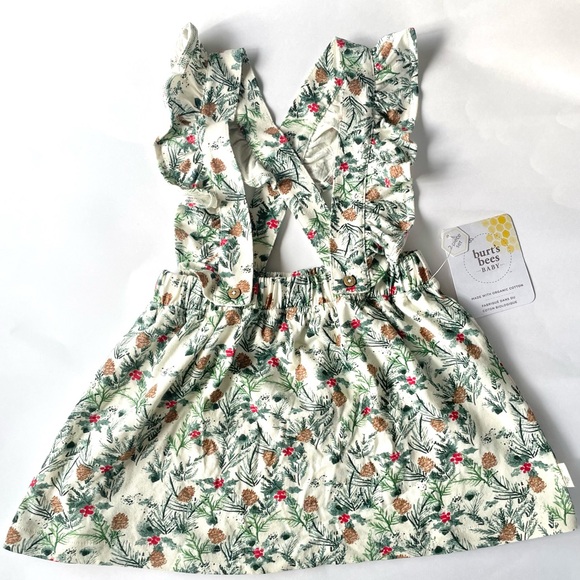 Burt's Bees Baby Forest Green Dress with Pinecone Print - Picture 2 of 6